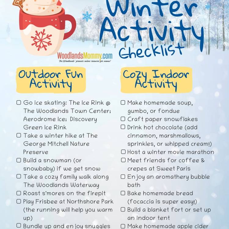 Download the Free Winter Activity Checklist for Moms in The Woodlands